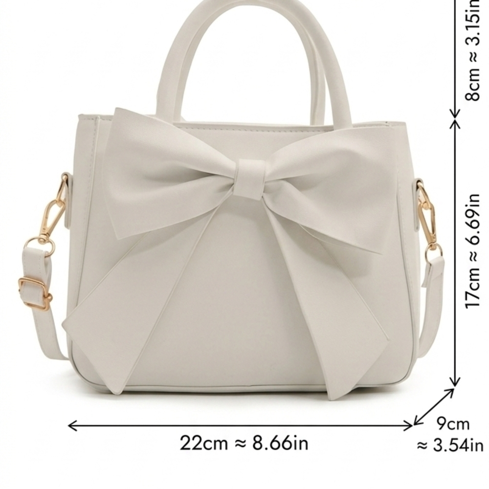 Elegant White Bow Accent Women's Handbag - Unbranded - Picture 3 of 3